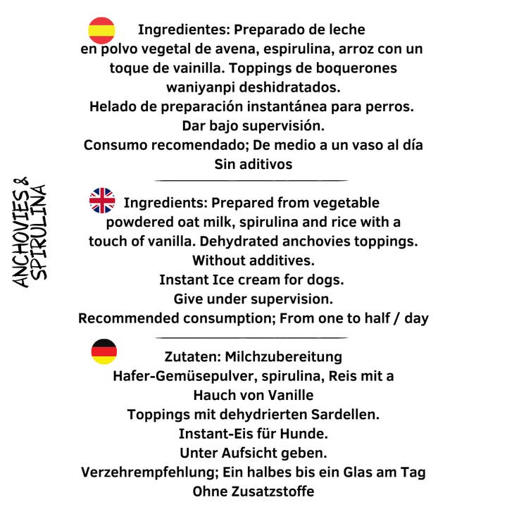 Waniyanpi - Wholesale Pet Treats - Dog - DOG´S INSTANT ICE CREAM - Anchovies & Spirulina3