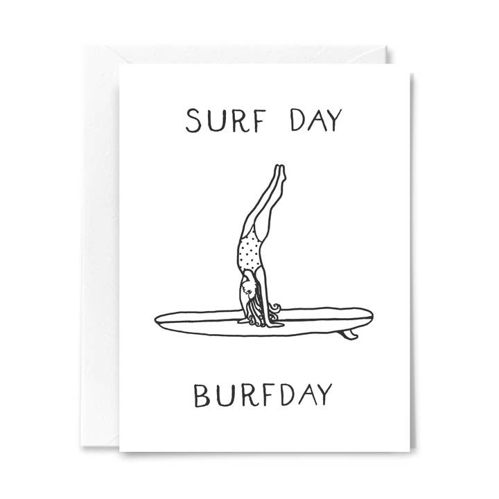 Surf Day Burfday Card for wholesale by Studio Conroy
