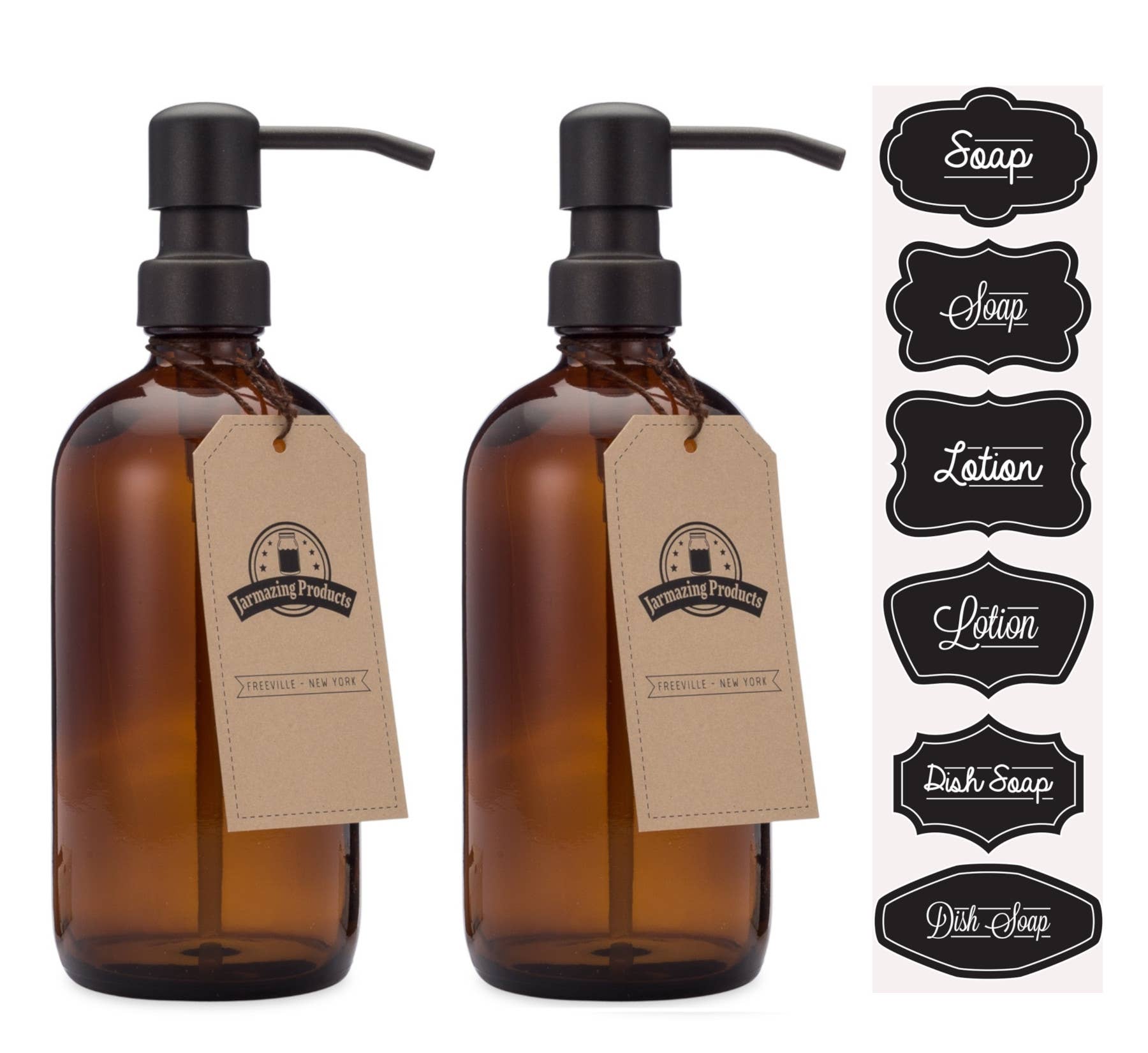 Jarmazing Products - Wholesale Soap Dispenser - Amber Glass 16oz Bottle Soap and Lotion Dispenser7