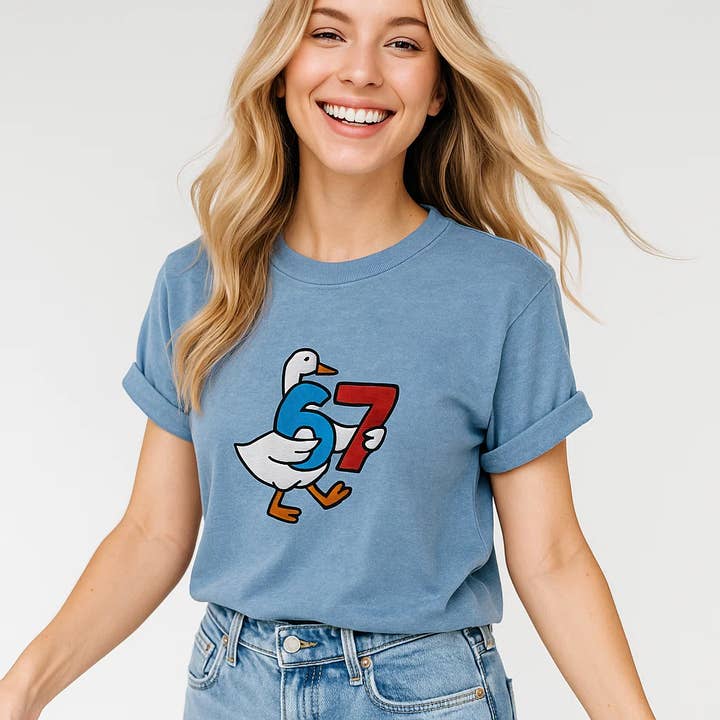 67 Duck Graphic Tee, Funny Animal Shirt, Cute Design for wholesale by Soleinspire