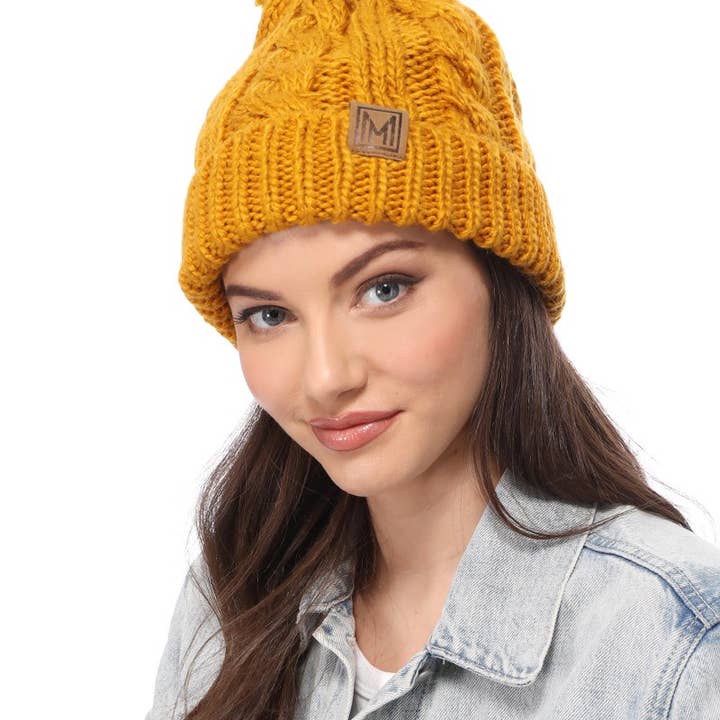 Fashion City - Wholesale Beanie - Women's - Winter Cable Knit Beanie Hat with Fleece Lining15