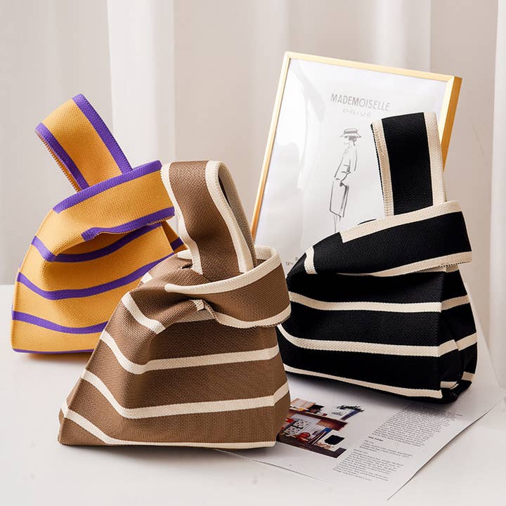 STRIPE PRINT CROCHET TOTE BAG MINI CLUTCH PURSE_CWAB0881 for wholesale by ACCITY