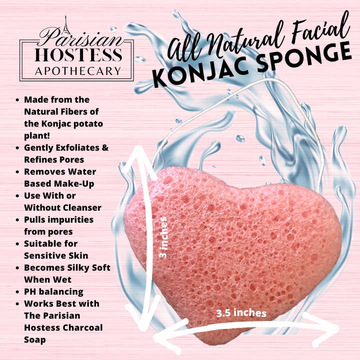 Toda a fibra facial natural Konjac Sponge Pink Heart por atacado de The Parisian Hostess