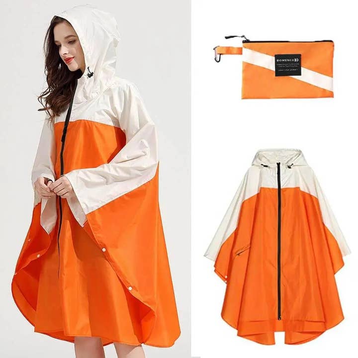 Orange Regenponcho zum Fahrradfahren & Wandern Damen für den Großhandel von Bomence