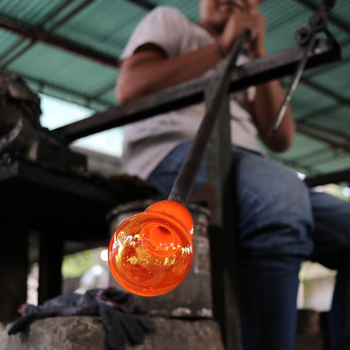 Cohasset Gifts - Wholesale Decorative Tabletop Object - 12" Tall Wood with (2) 10cm Cohasset Molten Glass3