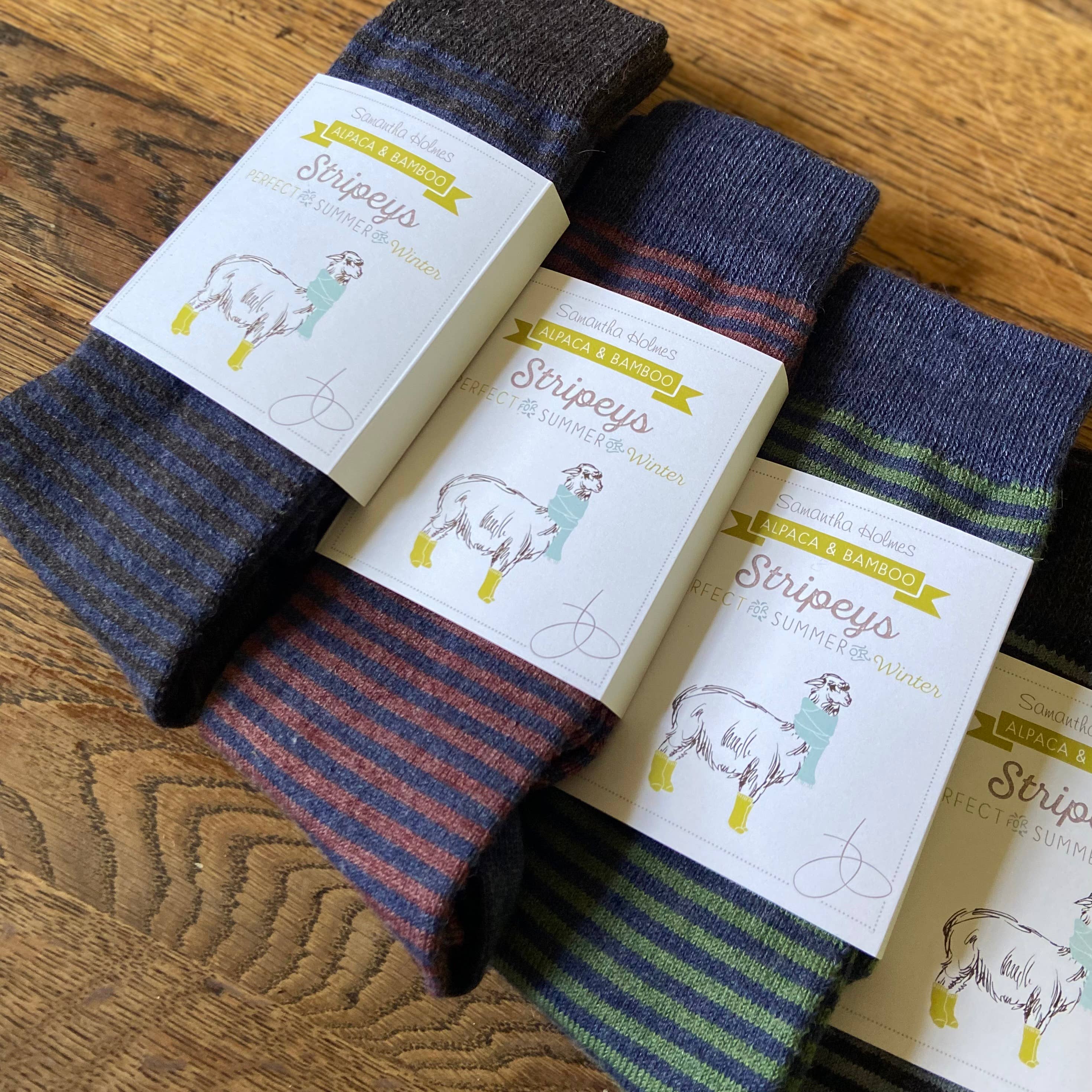 Samantha Holmes Alpaca Clothing and Gifts - Wholesale Socks - Women's - Alpaca Stripey Socks2