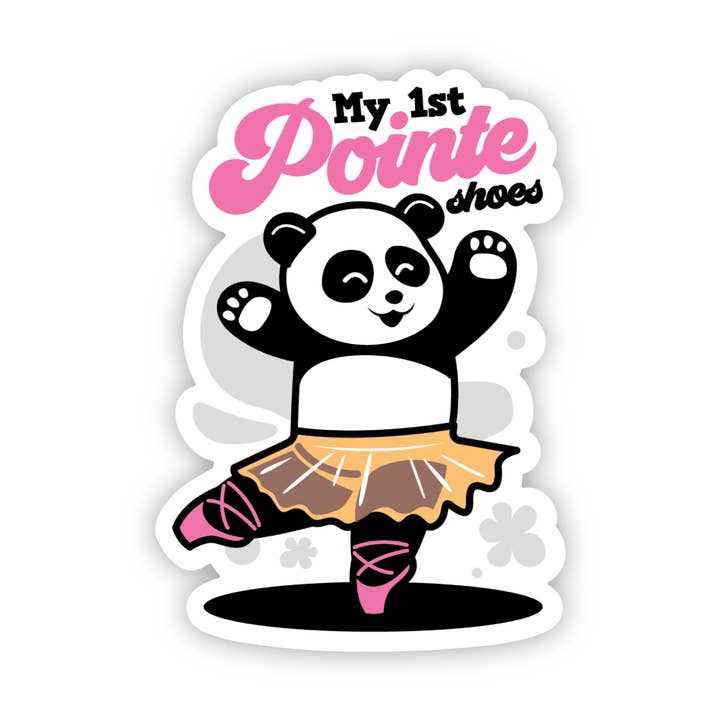 My First Pointe Shoes Panda Dance Sticker, 2.1" x 3" for wholesale by Denali & Co.