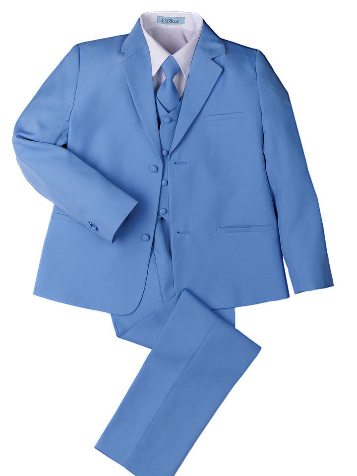 "Mason" Kids Cornflower Blue Suit (5-Piece Set) for wholesale by Cardi International