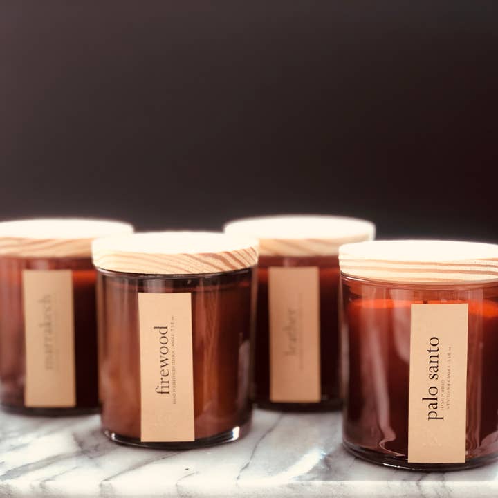 Minimalist Scented Candles - Amber Glass / Wood Lid for wholesale by Atelier 880