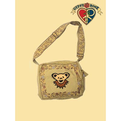 Dancing Bear Hand Embroidered Venture Bag for wholesale by Gypsy Rose