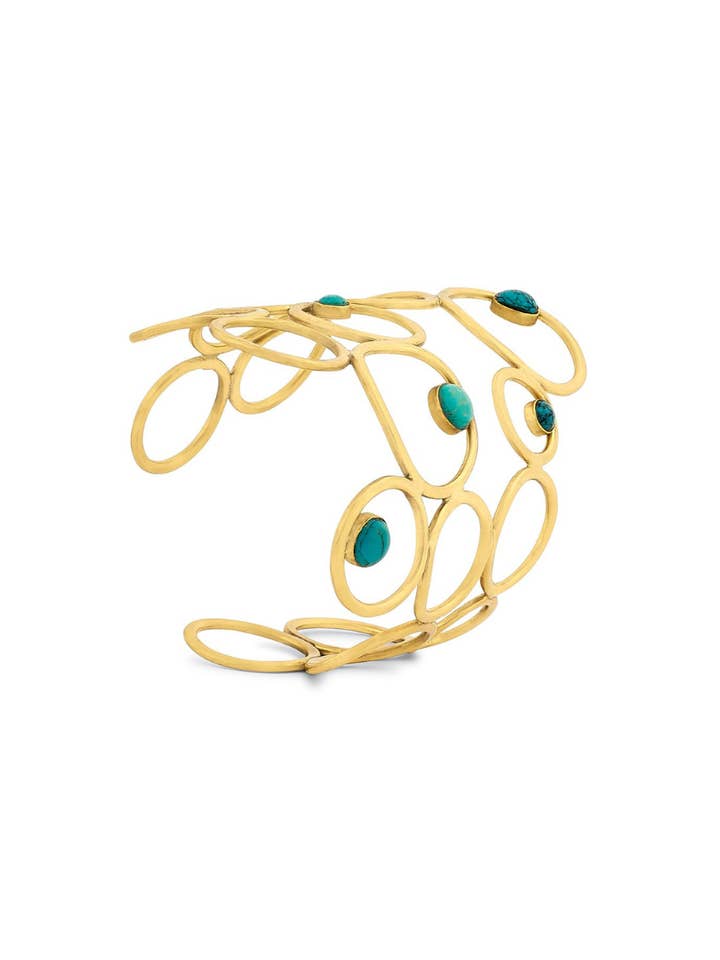 Punhos de declaração turquesa incrustados - Atacado por atacado de Bynes New York