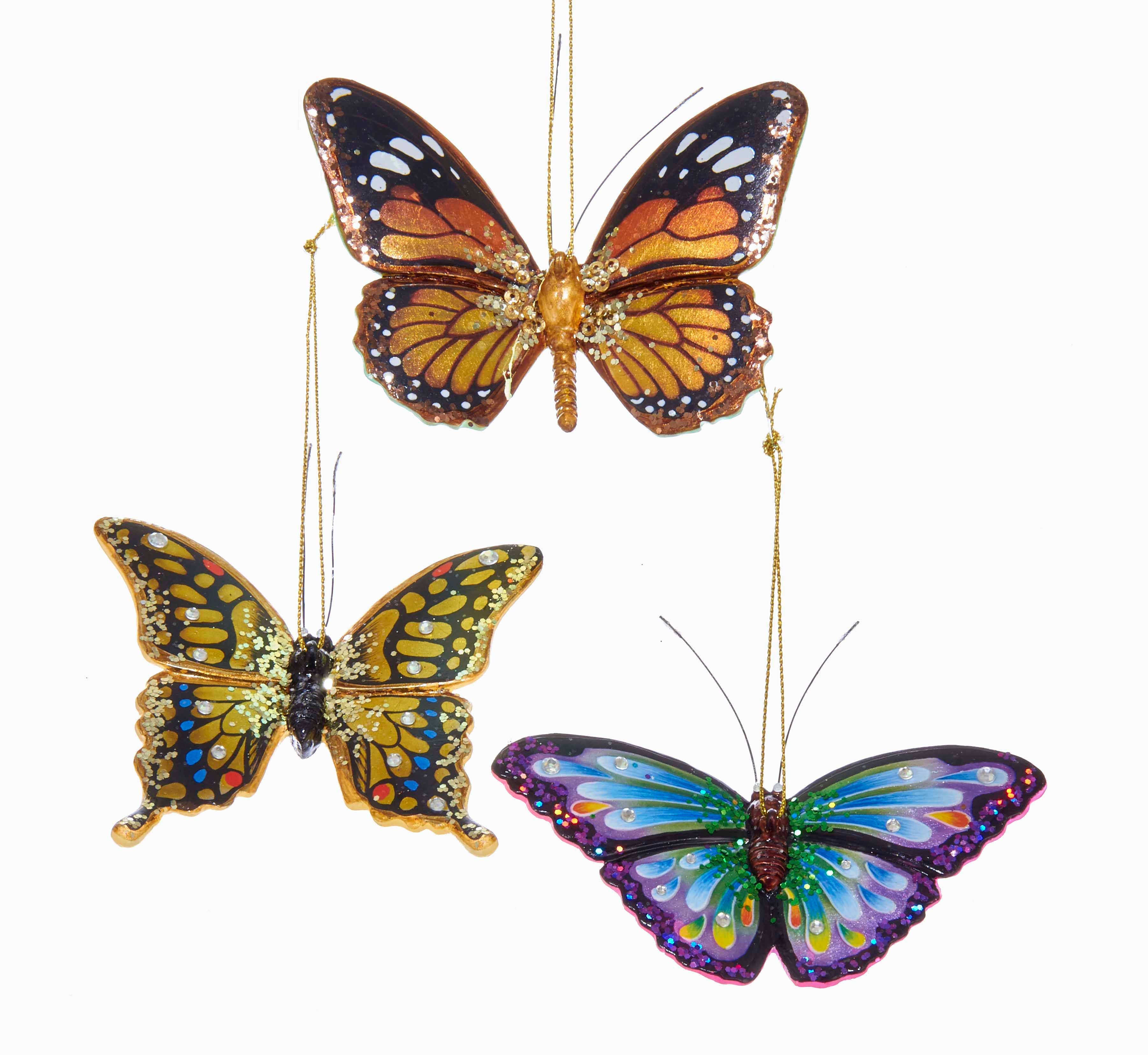 Kurt S. Adler, Inc. - Wholesale Ornament Set - 2.25-3.25"RESIN BUTTERFLY ORNAMENT 3/A