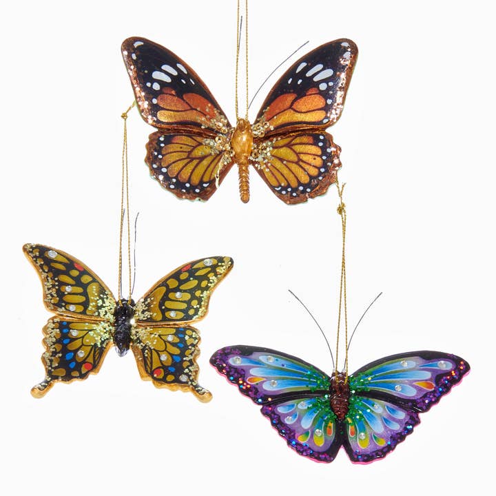 Kurt S. Adler, Inc. - Wholesale Ornament Set - 2.25-3.25"RESIN BUTTERFLY ORNAMENT 3/A0