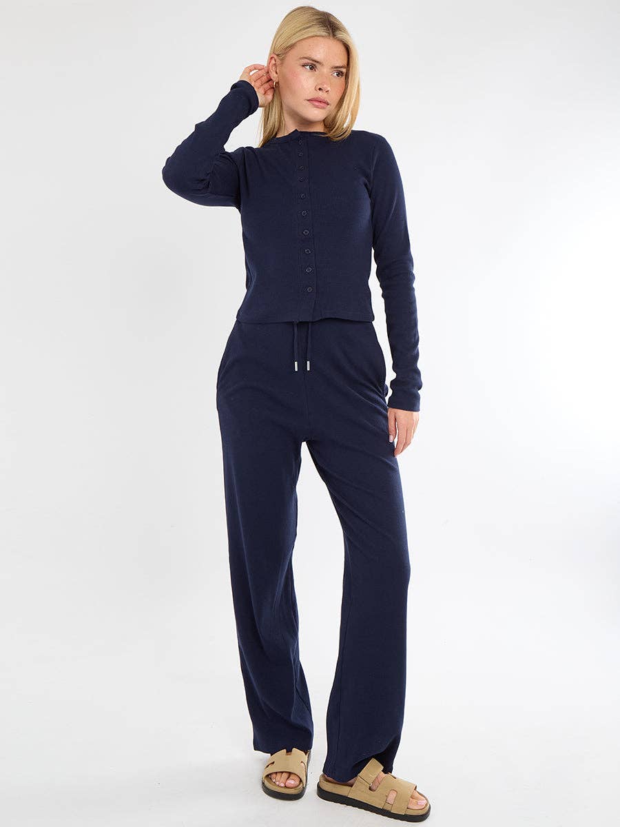 AX Labels - Wholesale Top & Pant Set (NOT Loungewear) - Women's - Ribbed Front Button Detail Top & Wide Leg Trouser Co-ord66