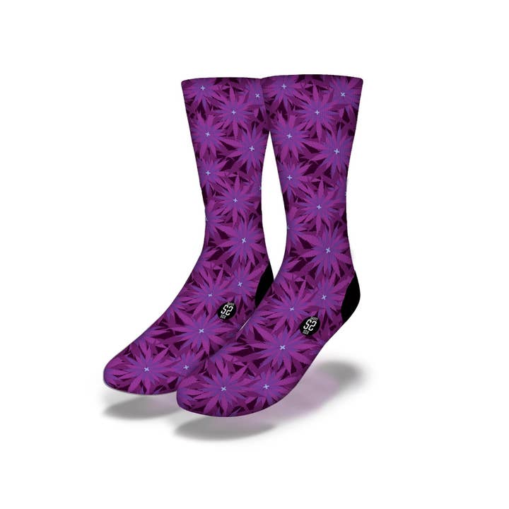 Savvy Sox - Vente Chaussettes – unisexe - Chaussettes Fun Weed de la forêt de fleurs de cannabis (violet)