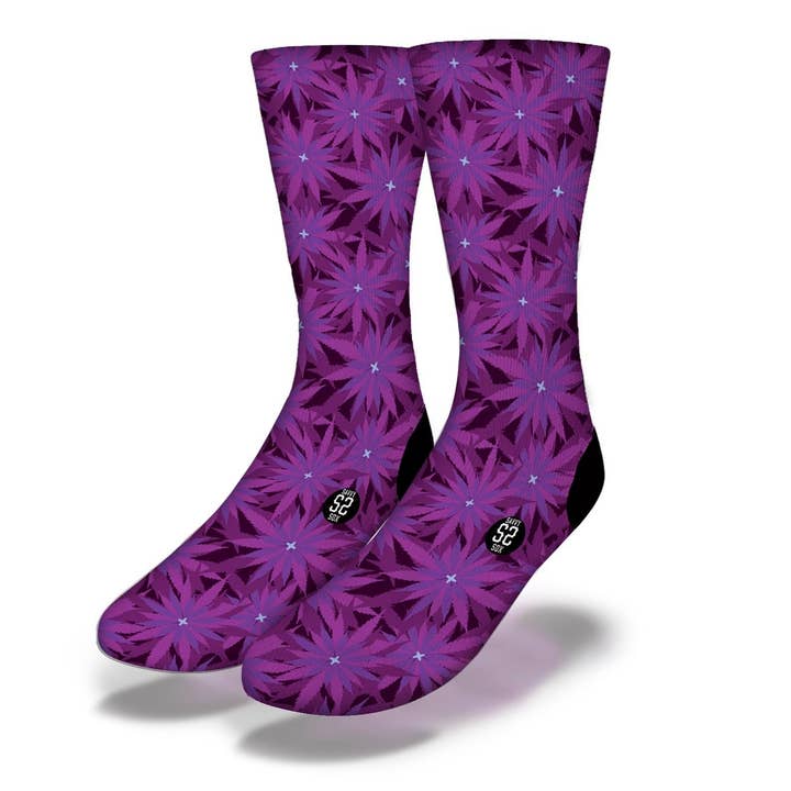 Savvy Sox - Wholesale Socks - Unisex - CANNABIS FLOWER FOREST Fun Weed Socks (Purple)0