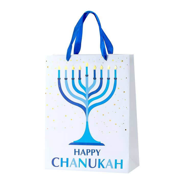 Chanukah Gift Bag, Blue/Gold, Foil Accents, 13", T for wholesale by Rite lite