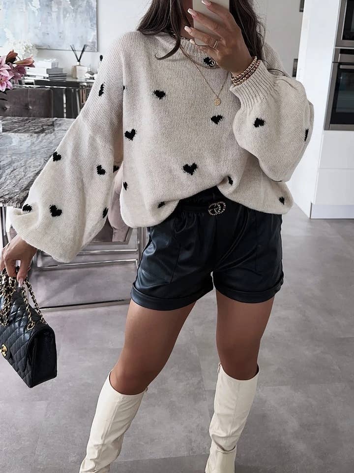 Knitted sweater with heart pattern - 82025 and other Purchase Wholesale sweaters. Free Returns & Net 60 Terms on Faire trending on Faire.