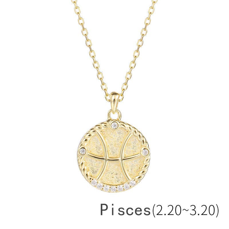 Perimade & Co. LLC - Wholesale Pendant/Charm Necklace - Gold Zodiac Sign Disc Charm Necklace in 925 Sterling Silver16