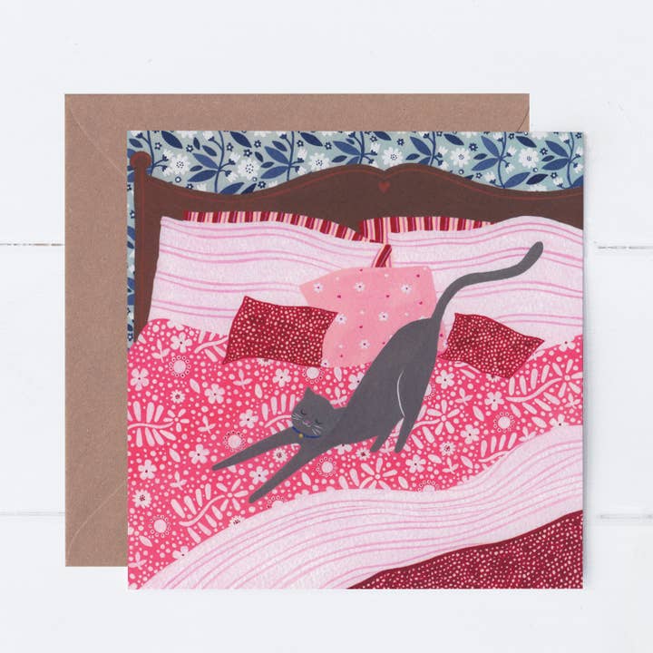 Cosy Cat Greeting Card for wholesale by Sian Summerhayes