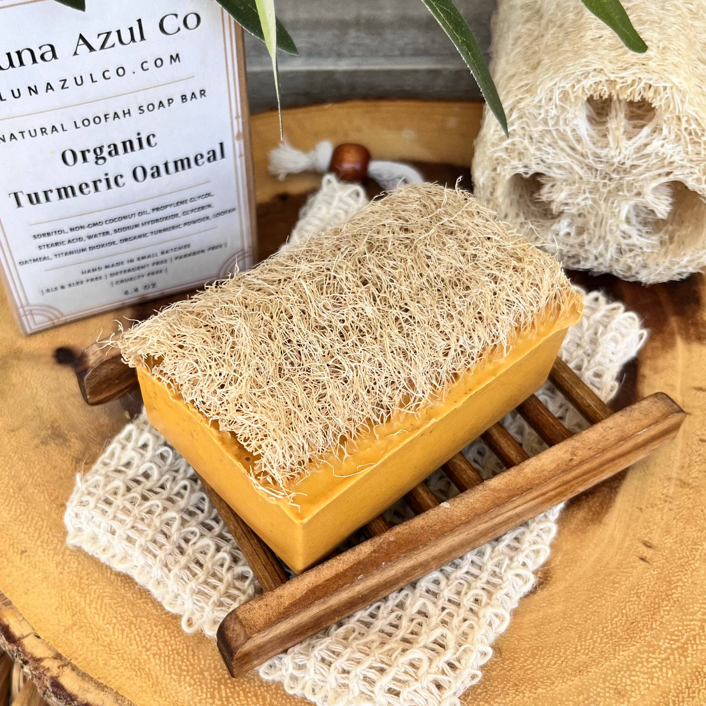 Luna Azul Co - Wholesale Bar Soap - Turmeric Oatmeal Loofah Soap Bar2