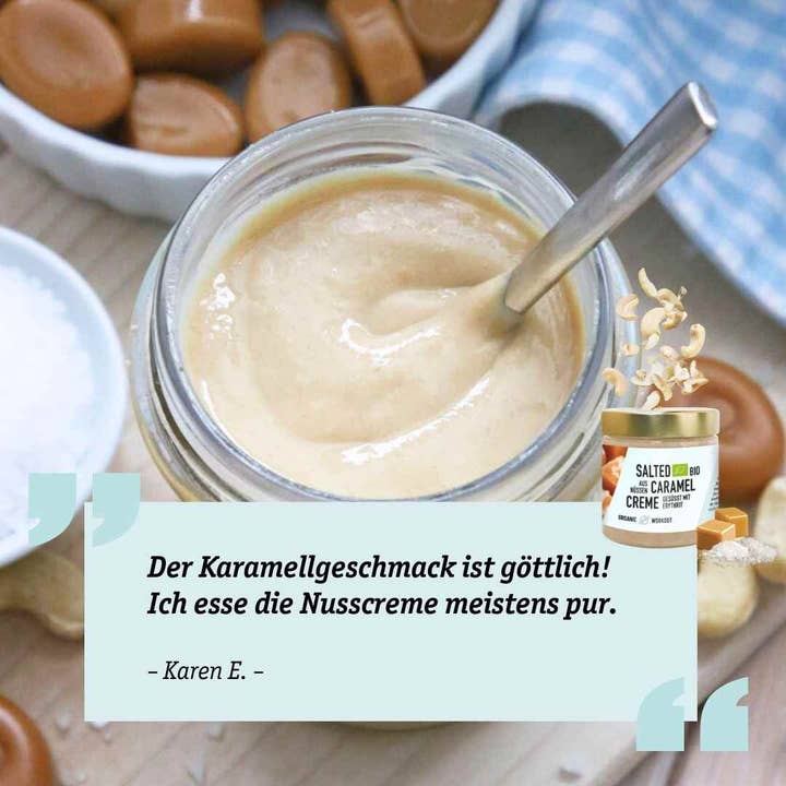 Organic Workout – wholesale Nötsmör – Salted Caramel ekologisk nötkräm av cashewnötter – vegansk