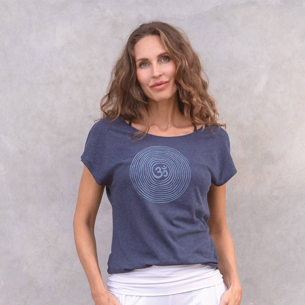 Jaya - Wholesale Screen Printed T-Shirt - Women's - Om yoga shirt, Om spiral front print, melange look, dance, yoga7