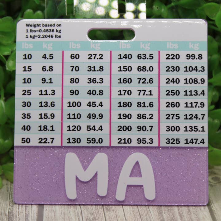 MA Gewicht Conversie Badge Buddy voor wholesale door Hylidae Boutique
