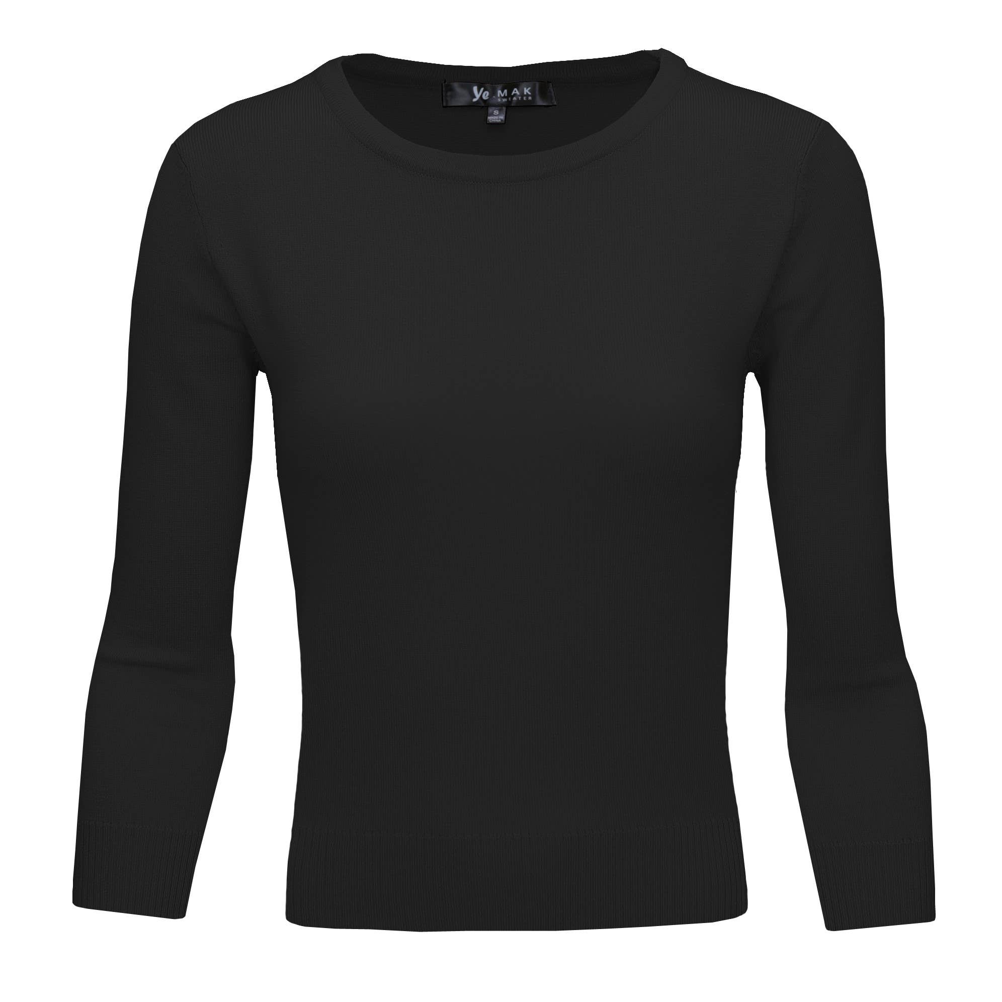 Mak - Wholesale Knit Top - Women's - 3/4 Sleeve Crewneck Soft Lightweight Basic Knit Top MK36360