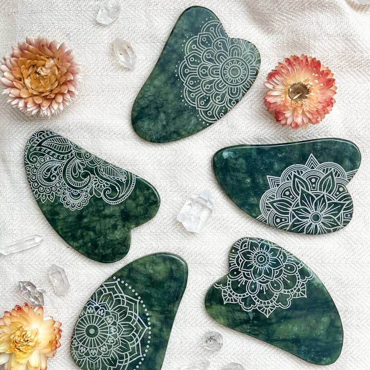 Fractalista Designs – Gua Sha por atacado – Jade Opalite Obsidiana Gua Sha Pedra Massajadora Facial Presente de Spa18