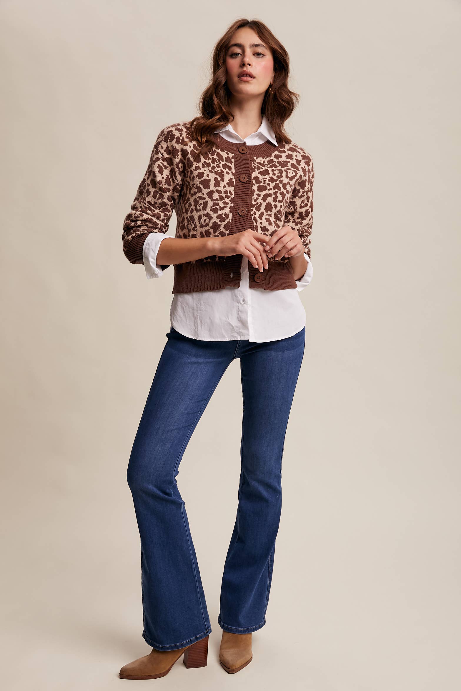 Listicle - Wholesale Cardigan - Women's - Leopard Knit Button-Up Cardigan LSW100114