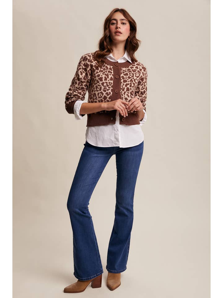 Listicle - Wholesale Cardigan - Women's - Leopard Knit Button-Up Cardigan LSW100114