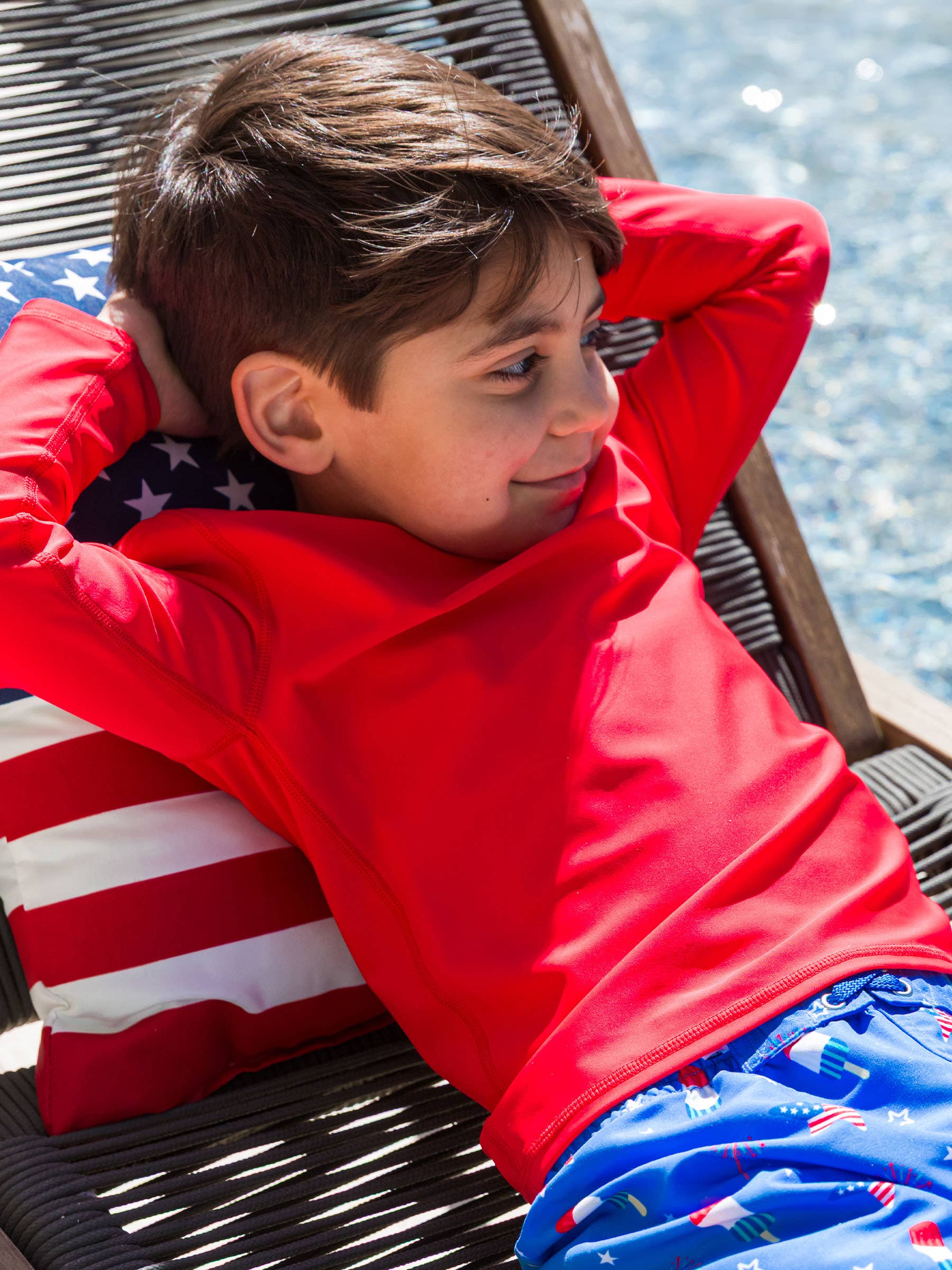 Boys Vintage Red Long Sleeve Rash Guard for wholesale on Faire0