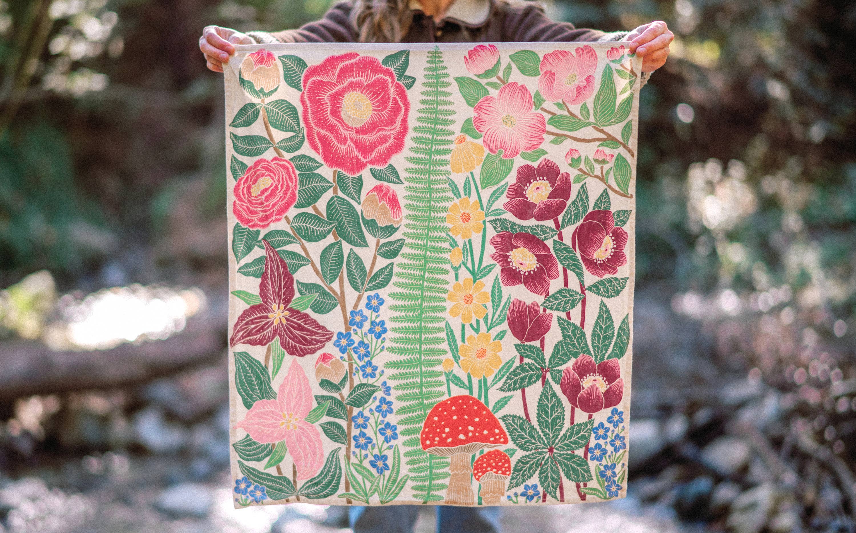 Lili Arnold - Wholesale Tea Towel - Organic Cotton Tea Towel - Forest Flora1