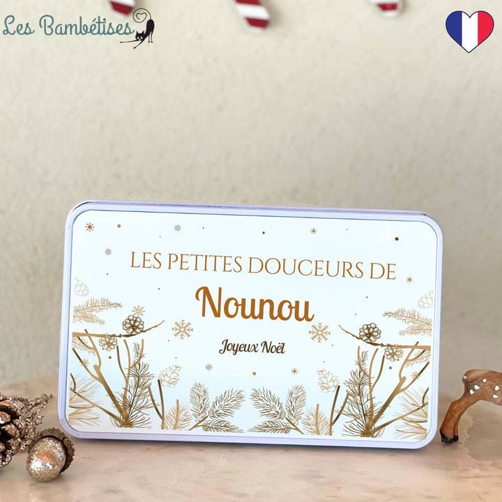 Metal Box Nanny Foliage Christmas for wholesale by les bambetises