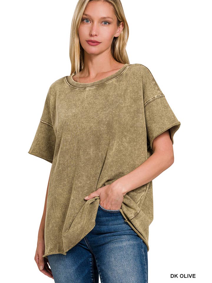 42POPS - Wholesale T-Shirt - Women's - ".._ Washed French Terry Loose fit Top Reg/Plus7
