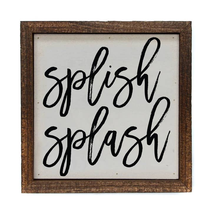 6X6 Splish Splash Kids Bathroom Sign - Wooden Decor for wholesale by Driftless Studios