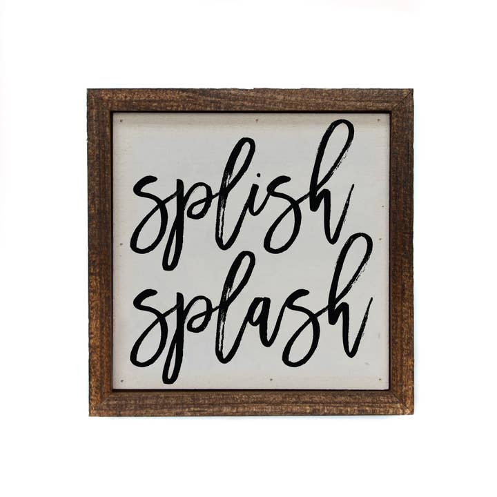 6X6 Splish Splash Kids Bathroom Sign - Wooden Decor for wholesale by Driftless Studios