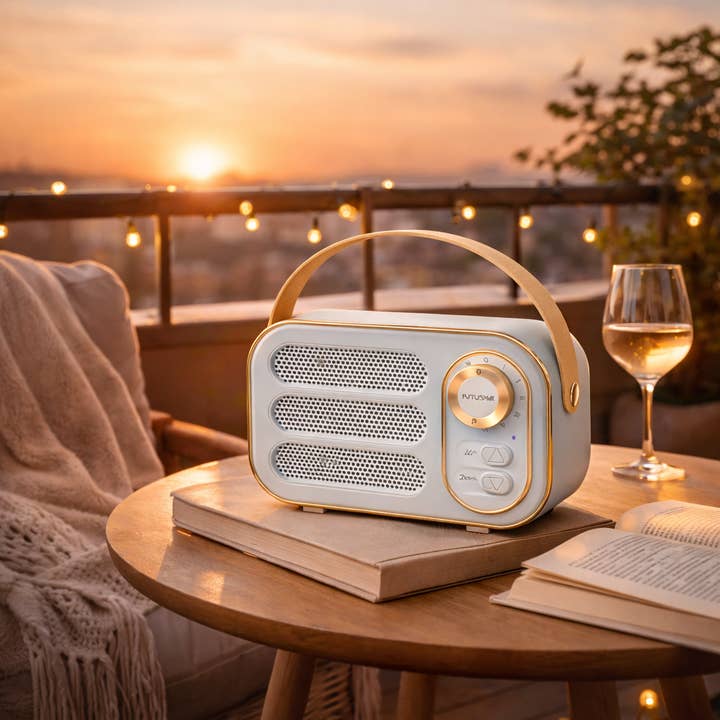 Funky Rico Inc - Wholesale Speakers - Vintage Bluetooth Speaker Retro Decor Gift - Blue6