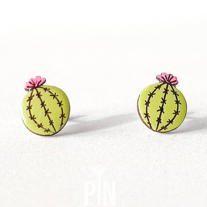Orecchini a perno Boho Cactus - Gioielli succulenti verdi per la vendita all'ingrosso da parte di PinTonik