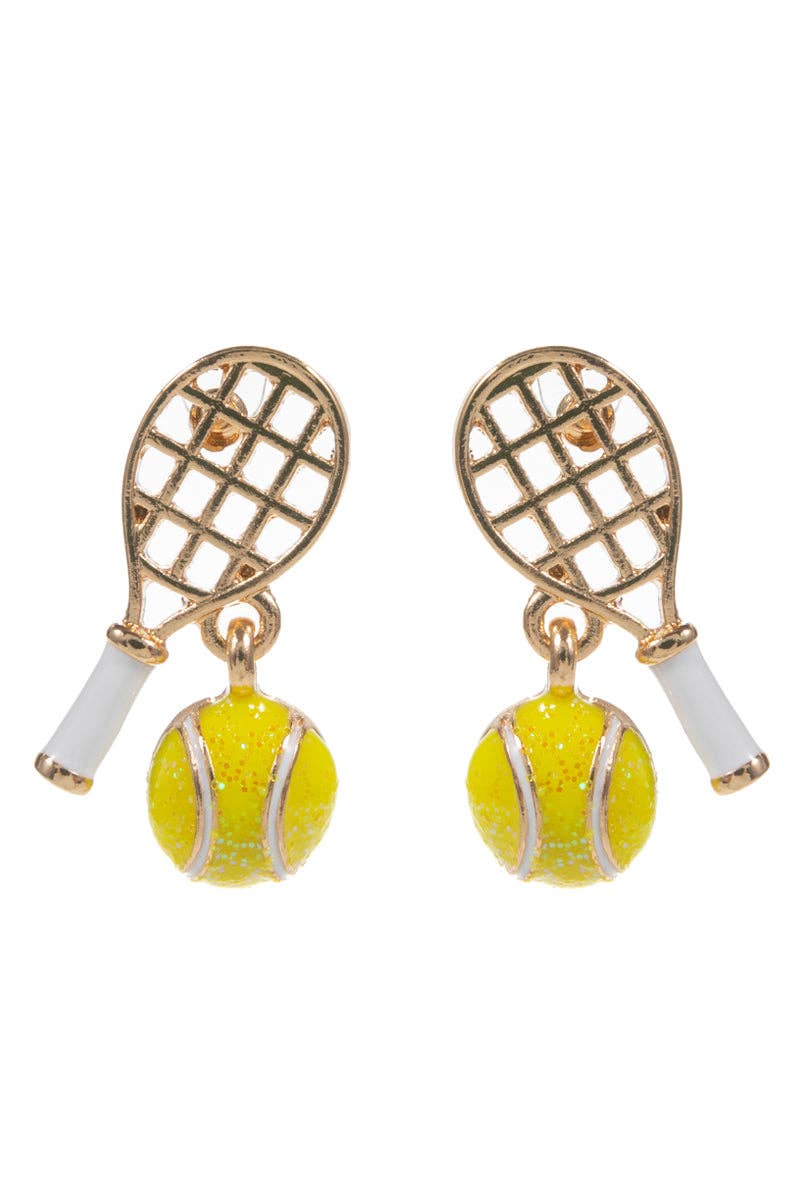 Designature New York – wholesale Stud/post earrings – Game Day Tennis Racket Ball Enamel Post Earrings2