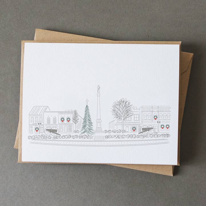 Franklin Tennessee Downtown Christmas Greeting Card for wholesale by Jerry and Julep, LLC