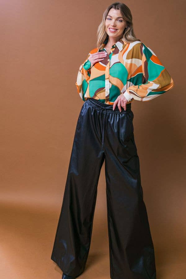 RUST GREEN A printed woven top - IT12679 for wholesale on Faire4