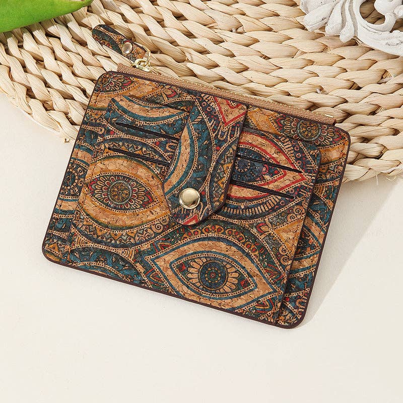 Dipped Shop - Wholesale Wallet - Women's - Cork Vintage Print Card Cases Wallets DP25C6611