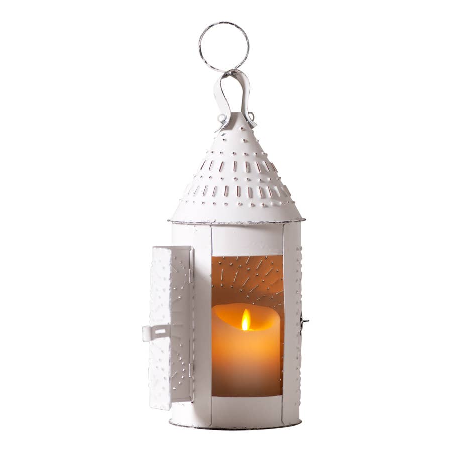 Irvin's Tinware - Wholesale Lantern - 15-Inch Primitive Lantern in Rustic White2