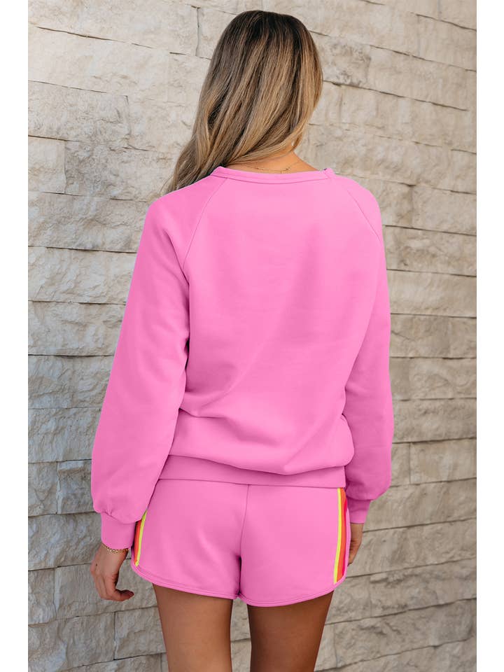 Babs + Birdie - Wholesale Lounge Set - Women's - Kenzie | Stripe Pullover and Shorts Two Piece Casual Set19