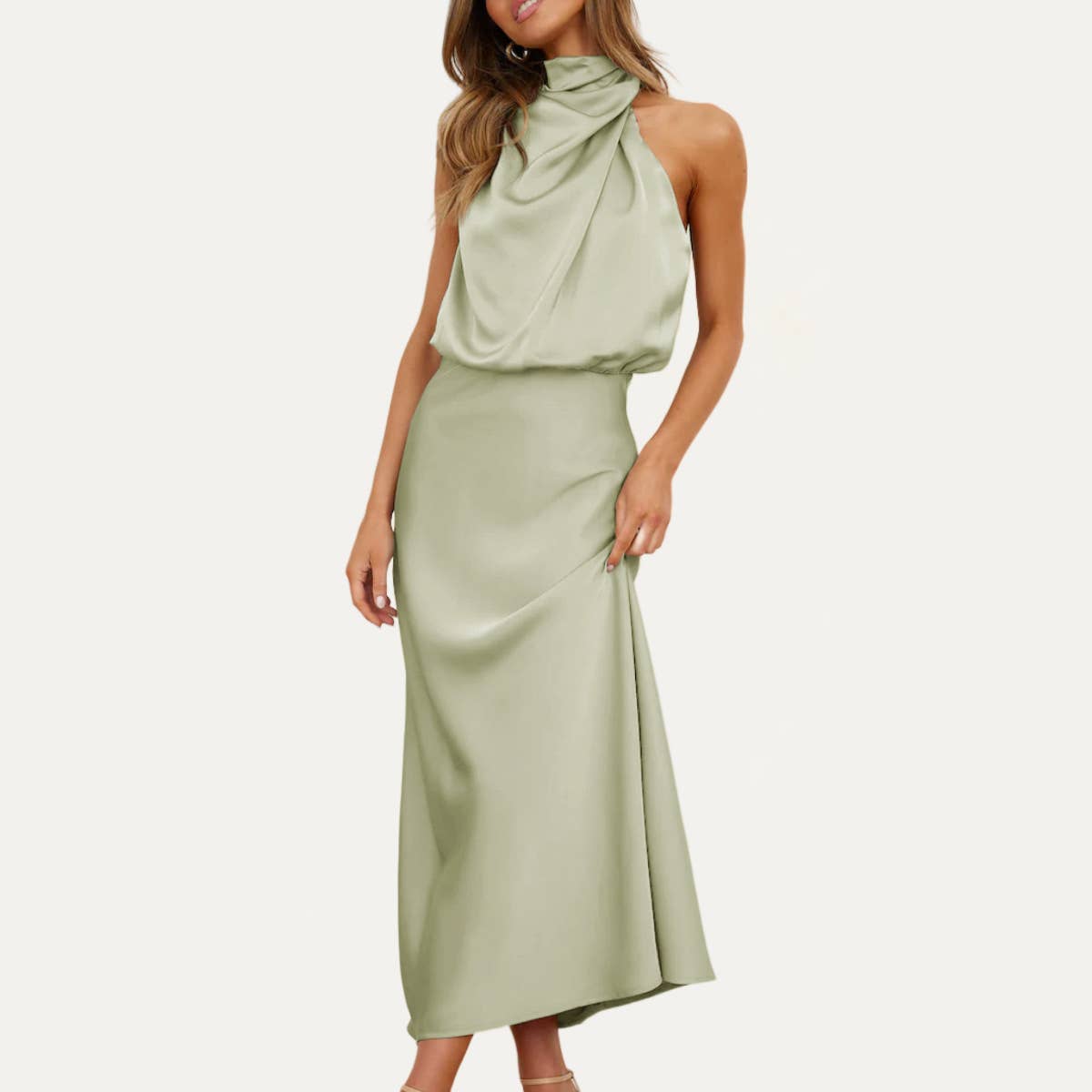 The Moment Collection – wholesale Klänning - Dam – Helt fantastisk One-Shoulder Halter Formell Midi Klänning5