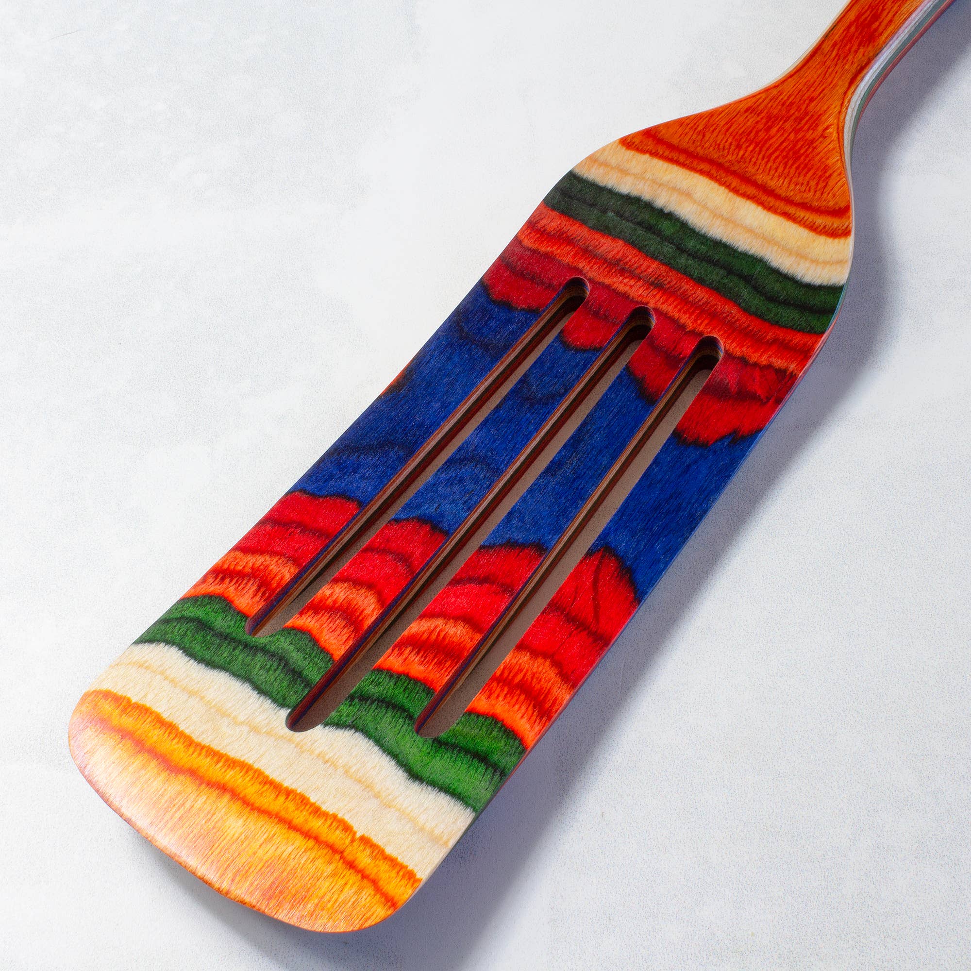 Totally Bamboo - Wholesale Spatula/Turner - Baltique® Marrakesh Colorful Wooden Slotted Spurtle, 13"4
