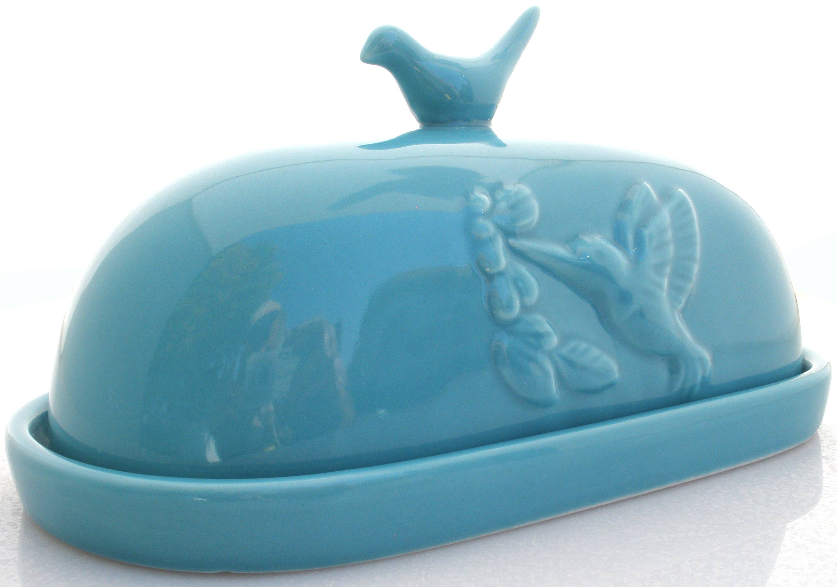 JBK Pottery - Wholesale Butter Dish - Hummingbird Butter Dish - Teal1