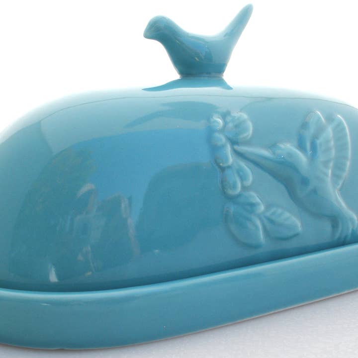 JBK Pottery – Prato de manteiga por atacado – Manteigueira de beija-flor - cerceta1